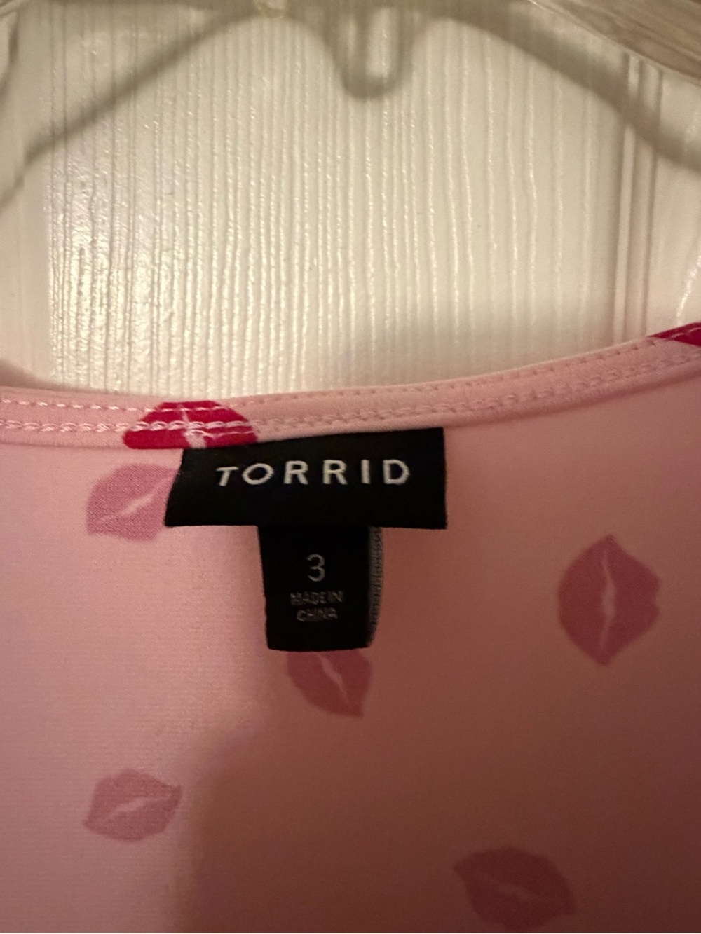 Torrid Pink Wrap Blouse with Red Lip Print - Picture 2 of 2